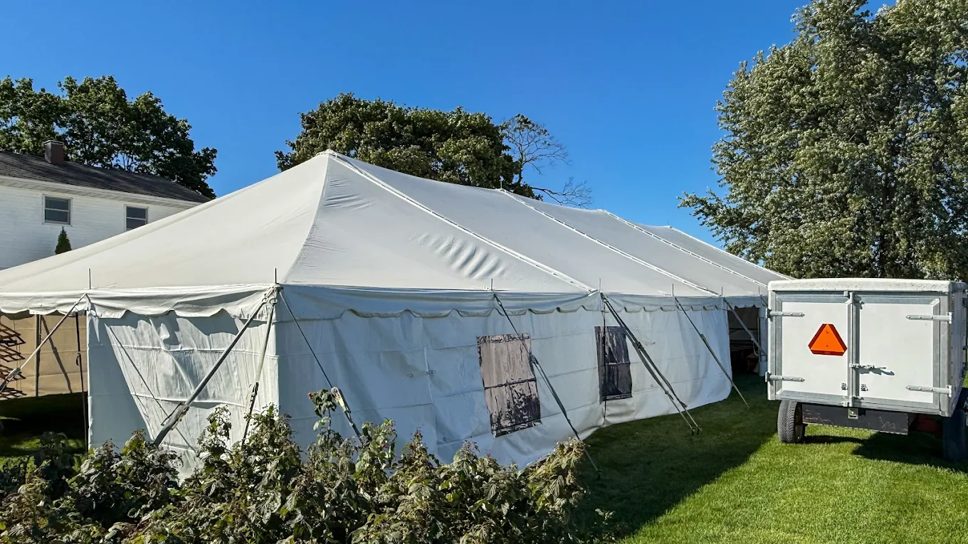Wedding tent rental at outdoor venue