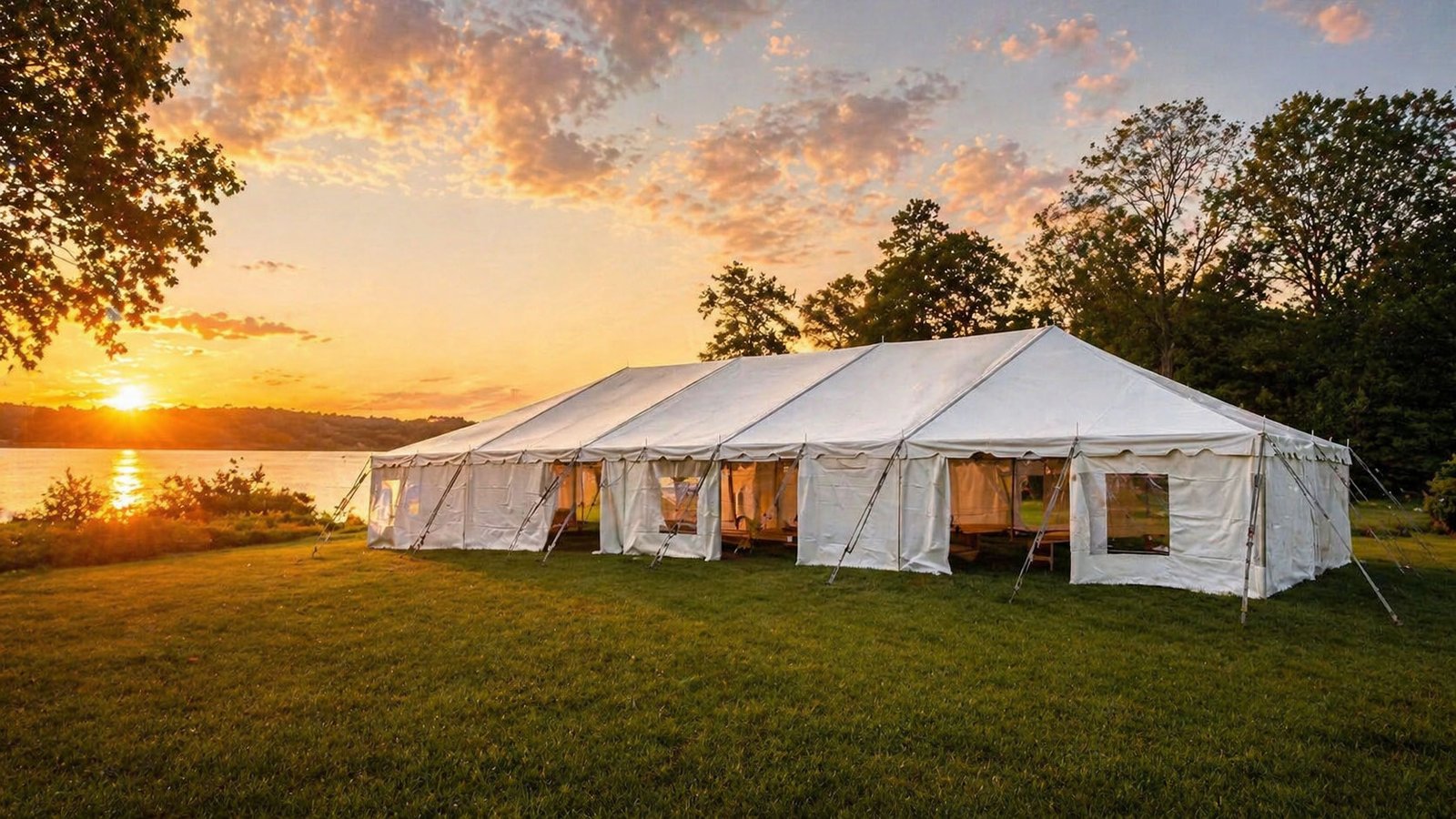 Outdoor tent rental with covered gathering space
