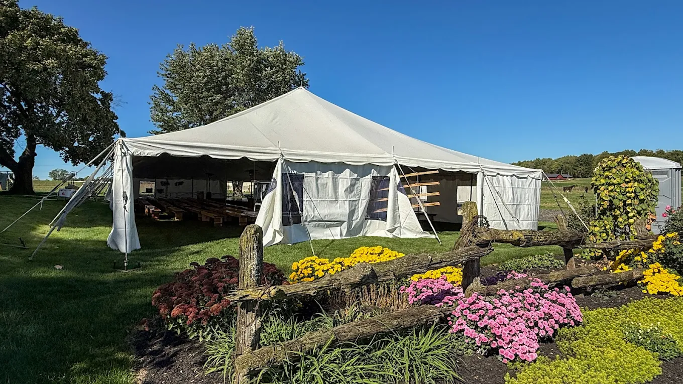 Party tent rental with string lights